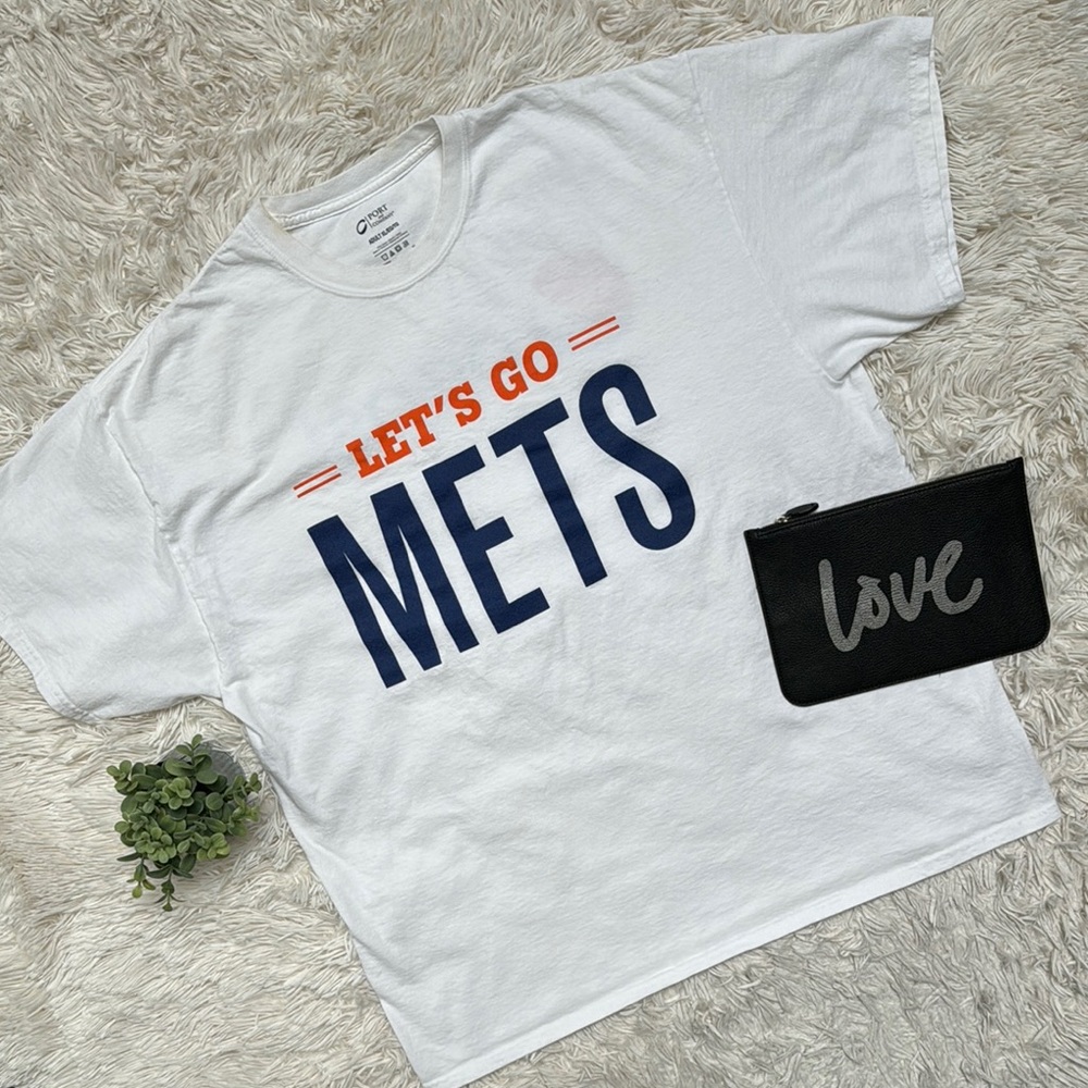 Port & Company Let’s Go Mets Graphic Stadium Tee 💗 White Blue & Orange